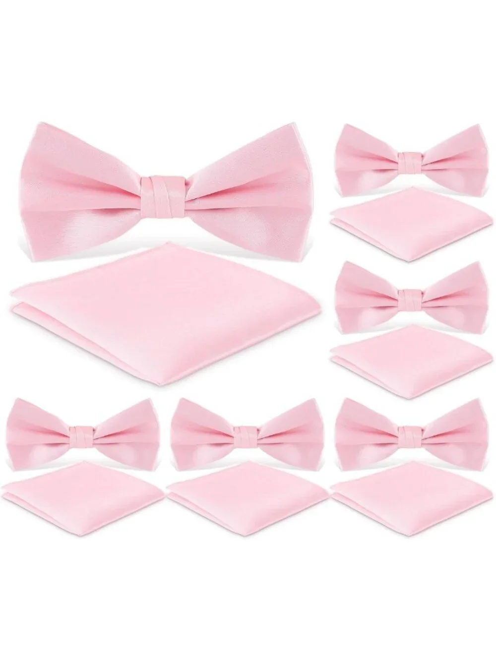 Elegant Pink Bow Tie & Pocket Square Set for Men - Pre-Tied, Gift Boxed, Wedding